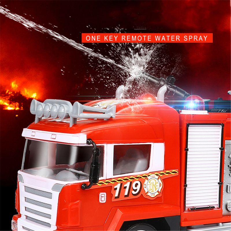 With whistle Water Spray Fire Truck Music Light Battery models Remote Control Car Kids Toy Boy Suit series