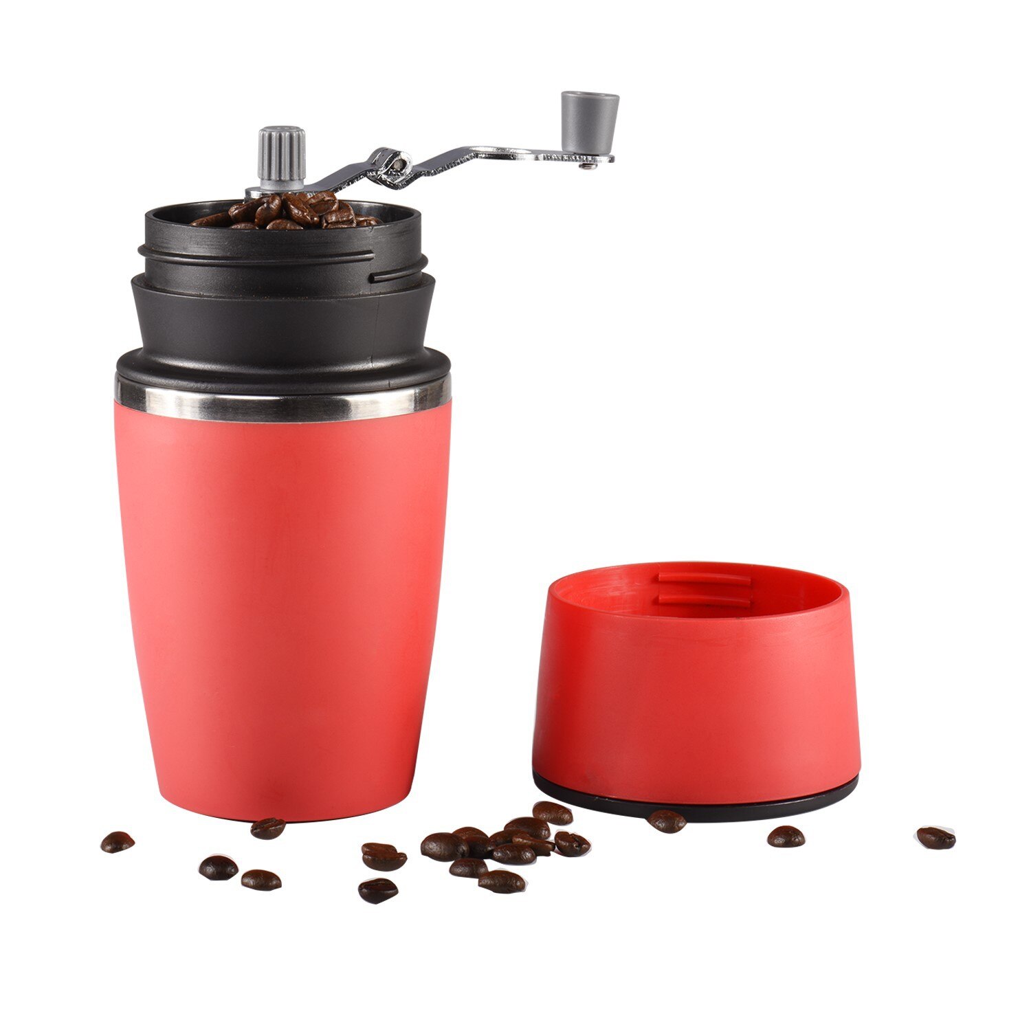 Red Manual Coffee Maker Coffee Bean Grinder Portable Espresso Machine Coffee Pressing Bottle Pot Coffee Tool For Outdoor Travel: Default Title