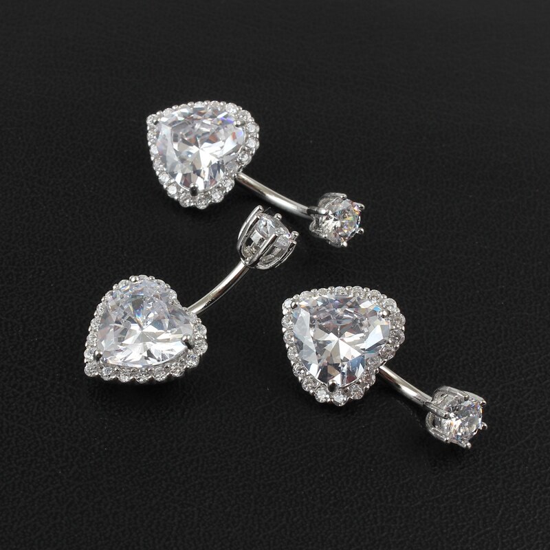 Ægte 925 sterling sølv navle ring kvinder fine smykker hjerte body piercing smykker  s925 6 8 10 mm navle bar ikke allergisk