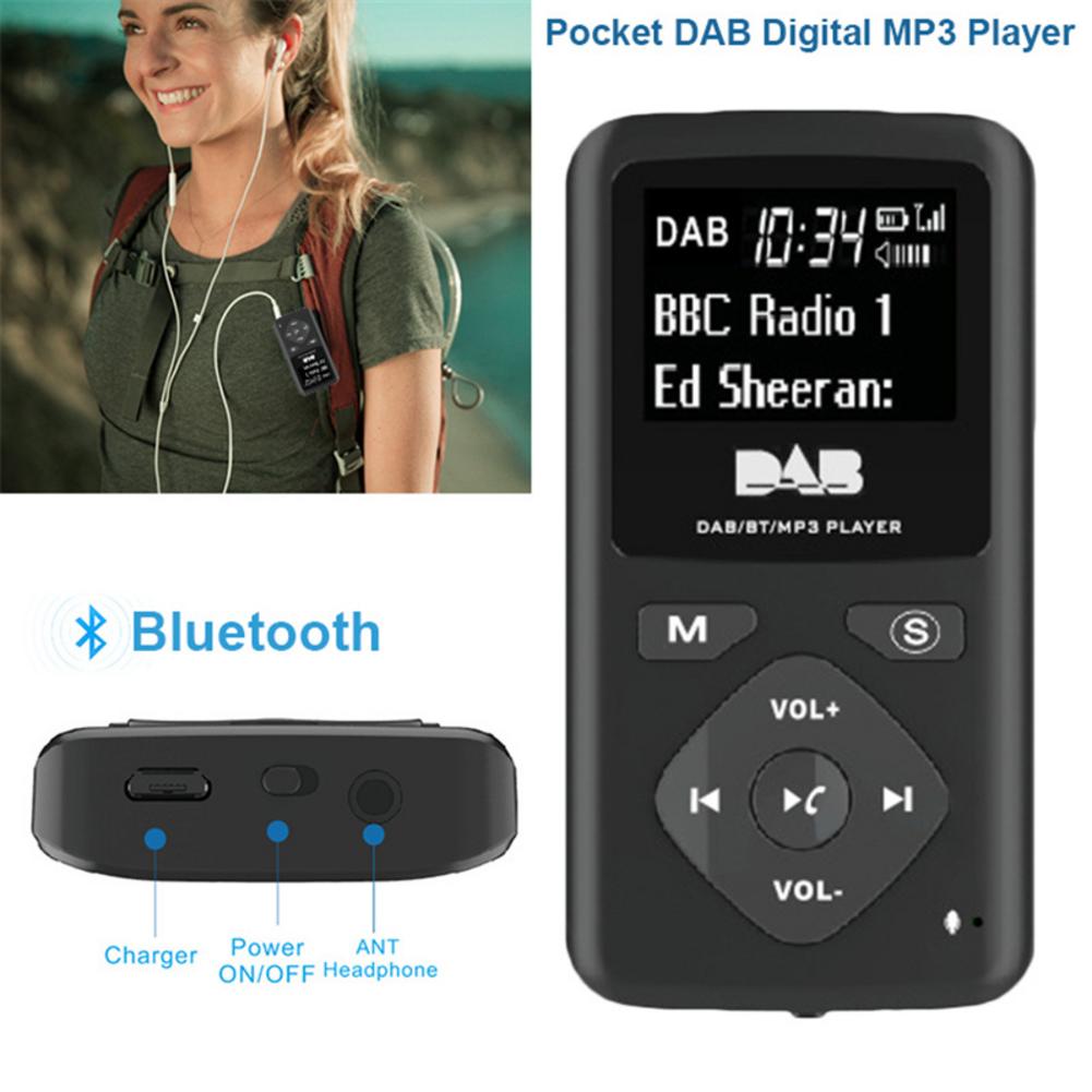 Pocket DAB Portable Digital Radio with Bluetooth MP3 Player Radio Receiver for Hiking Walking Running Sports