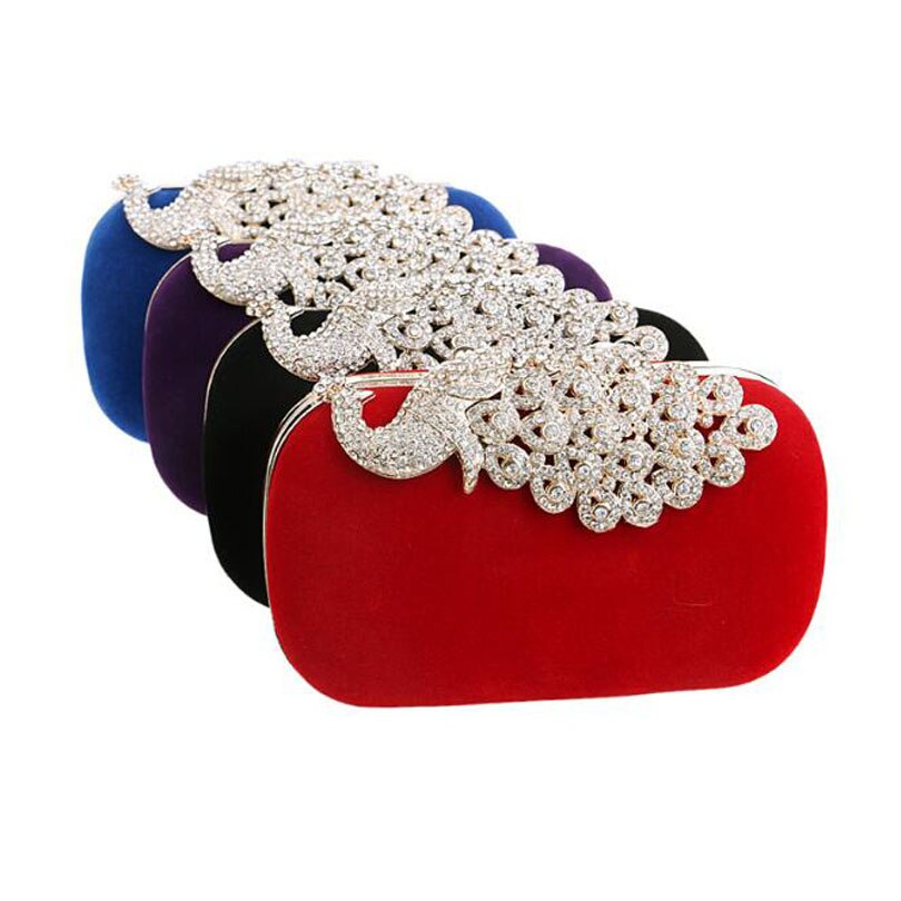 Mulheres Diamantes de Pavão Decoração Ferrolho Embreagens Noite Saco Dia Saco de Embreagem Bolsa de Casamento Das Senhoras da Fêmea Do Partido Boate Saco Crossbody