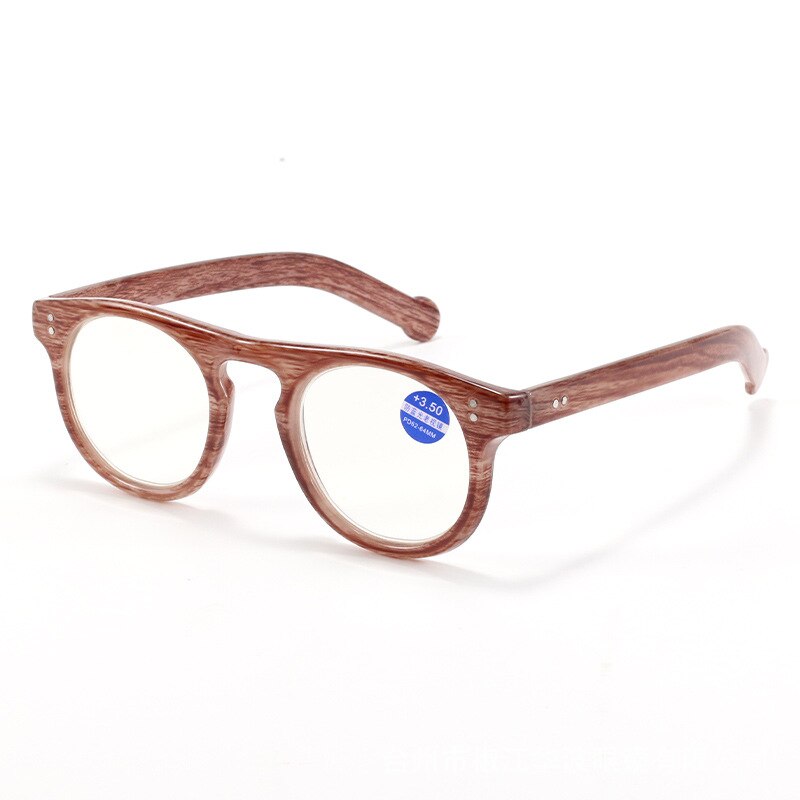 Ahora Retro Houtnerf Leesbril Anti Blauw Licht Ronde Verziend Eyeglasse + 1.0 + 1.5 + 2.0 + 2.5 + 3.0 + 3.5 Vrouwen &amp; Mannen Verziendheid