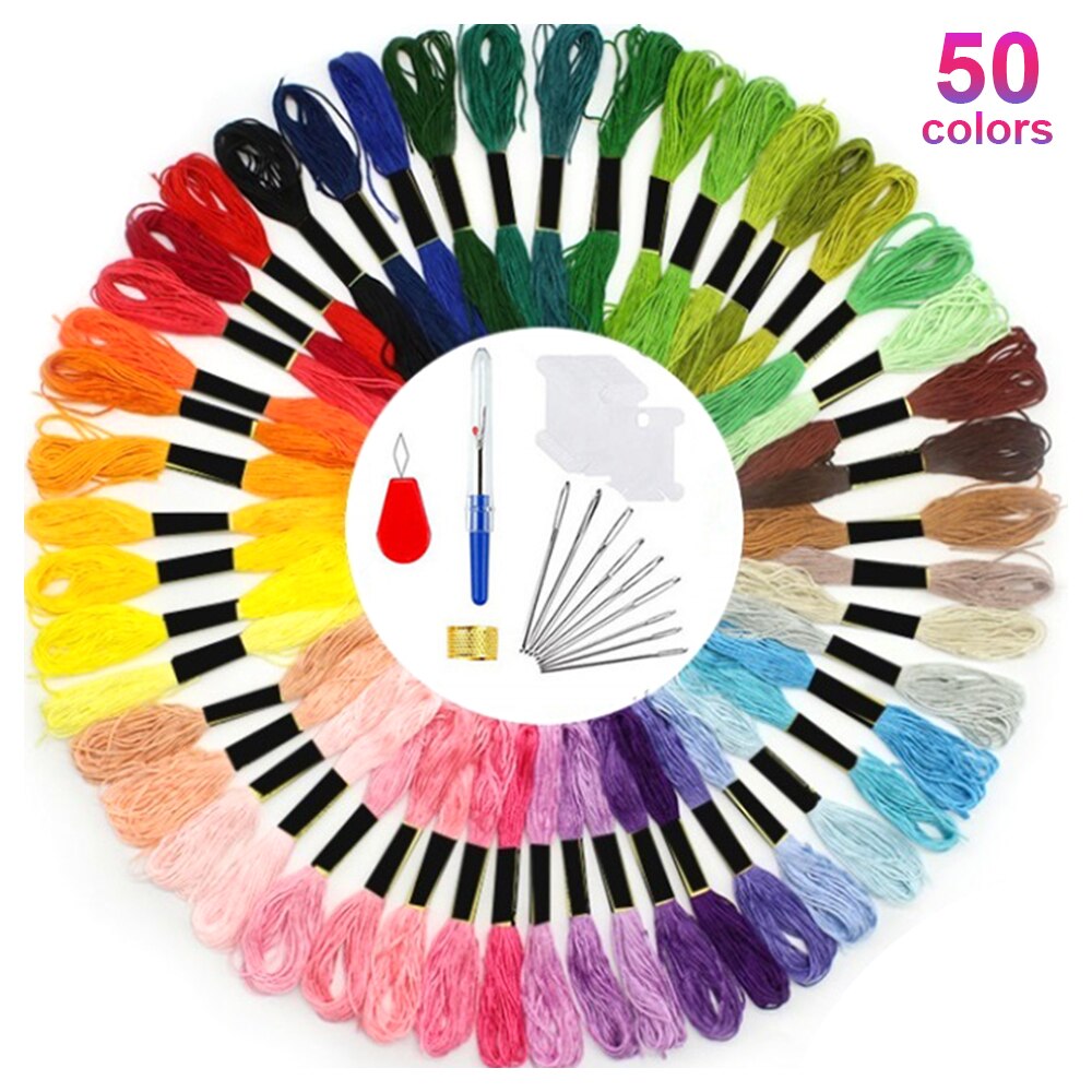 Borduurwerk Naaigaren 150 Kleuren Borduurgaren Kruissteek Kit Regenboog Borduren Diy Threads Ambachten Katoen Naaien Set: 50colors