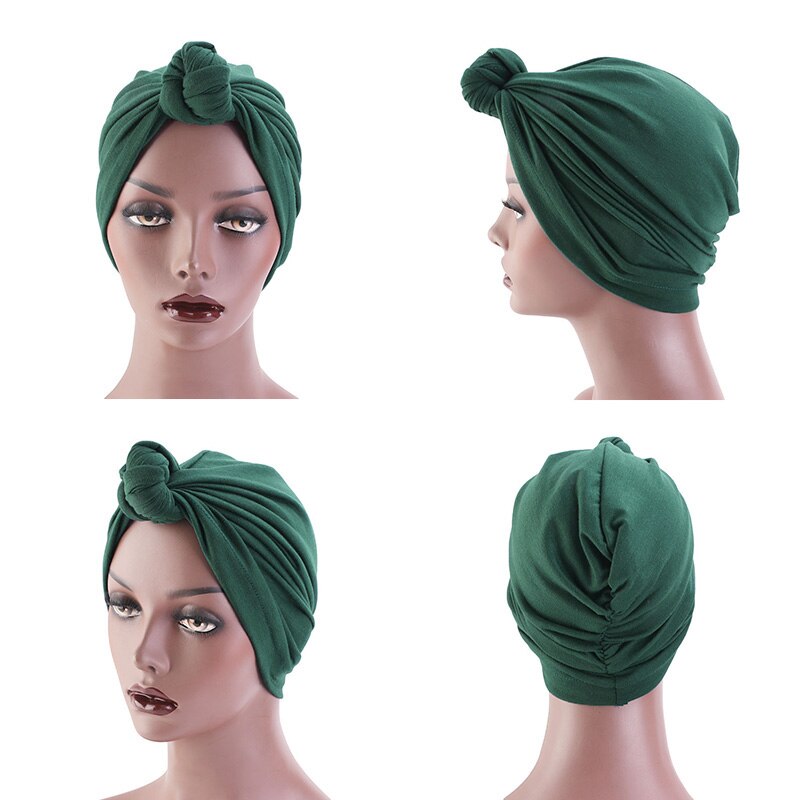 Turbante elástico de algodón para mujer, hiyab cruzado interior, gorro elástico musulmán, turbante liso para mujer