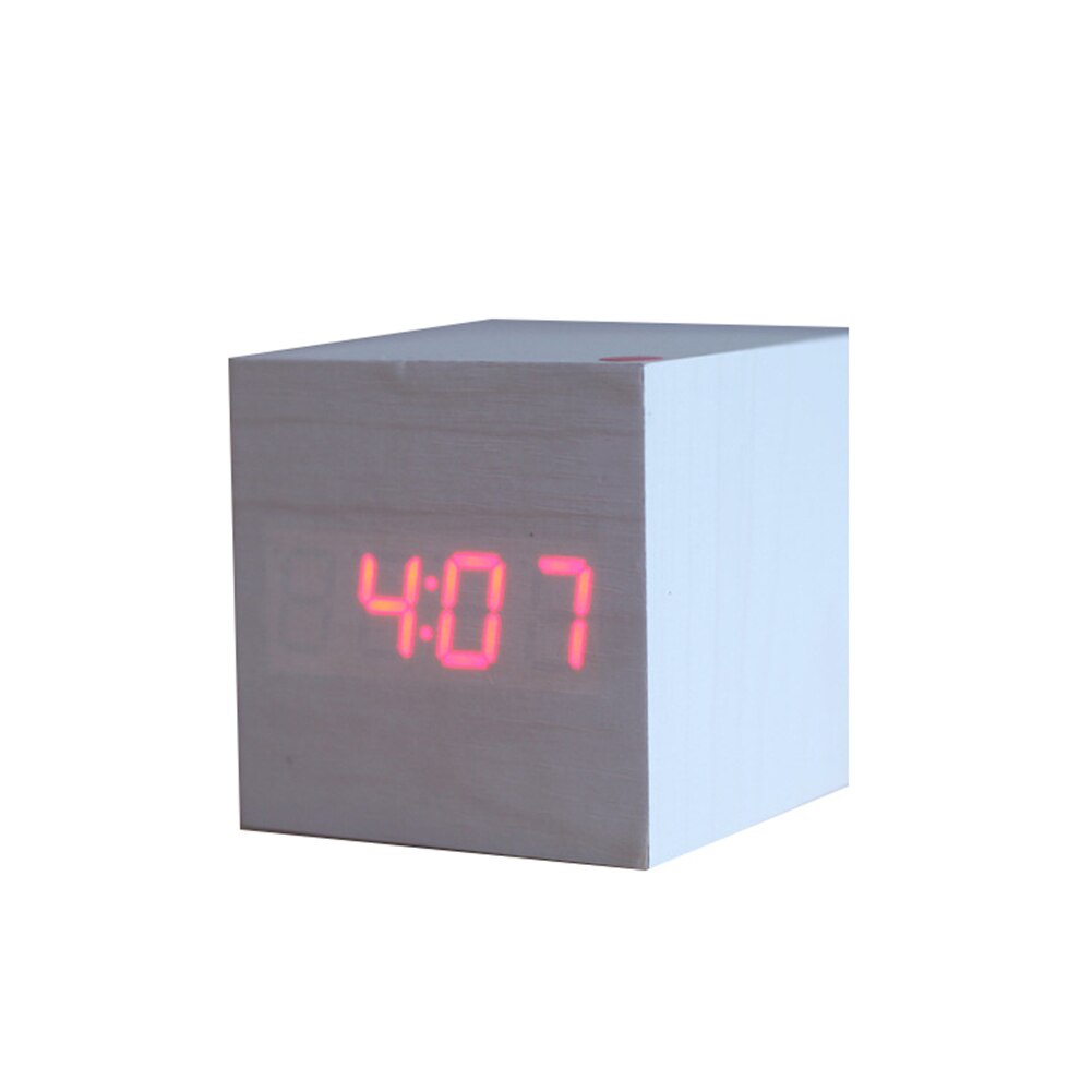 Horloge miroir en bois moderne commande sonore | Horloge numérique de bureau, horloge numérique, horloge électronique: white red