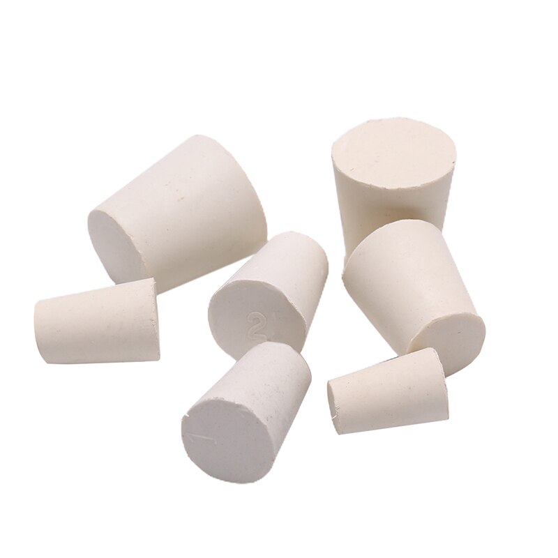 Juego de tapones de goma maciza para laboratorio, tapón de Color blanco, Tapón cónico, botella resistente al álcali, tapa sellada, 5 uds./10 Uds.