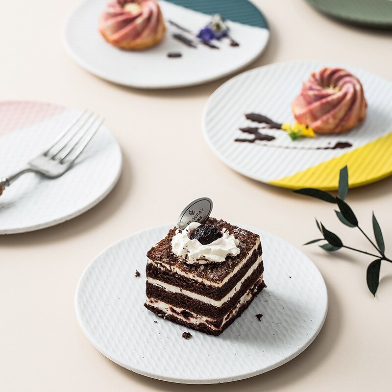 Colorful Dessert Plate Cake Plate Salad Small Flat Plate ware Dessert Round Tableware