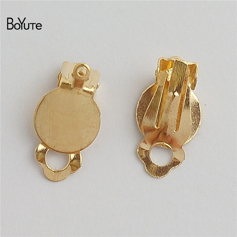 BoYuTe 100PCS 5 Colors Metal Iron No Pierced Ear Clip with 10MM Blank Base Diy Earrings Jewelry Parts Accessories: KC Gold Plated