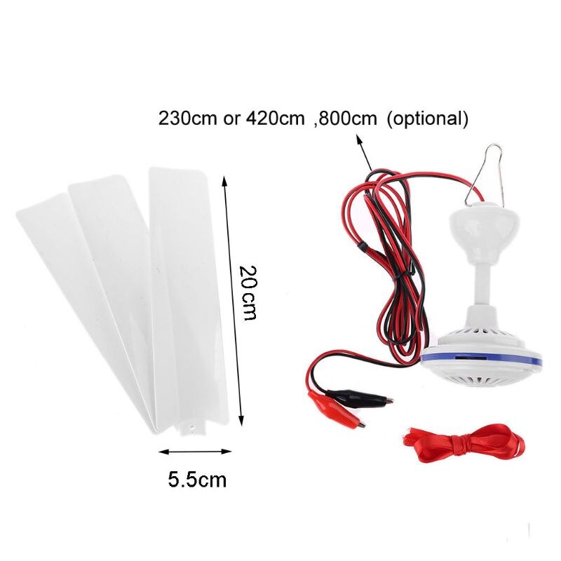 12V-85V 19.6" 6W Ceiling Fan Air Cooling Adjustable Speed Hanging Fan for Bed Home Camping Outdoor Tent Barbecue Picnic