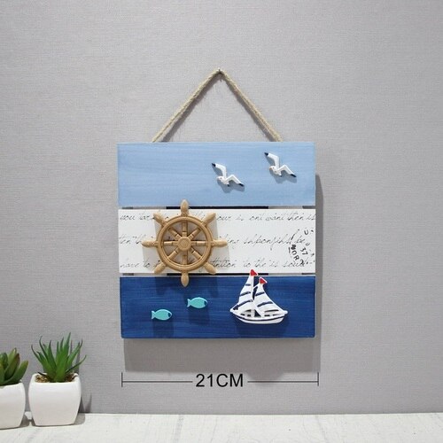 Mediterranean Retro Distressed Ship Listing Theme Bar Restaurant Ocean Hanging Decoration and Wall Decor: Square hanging