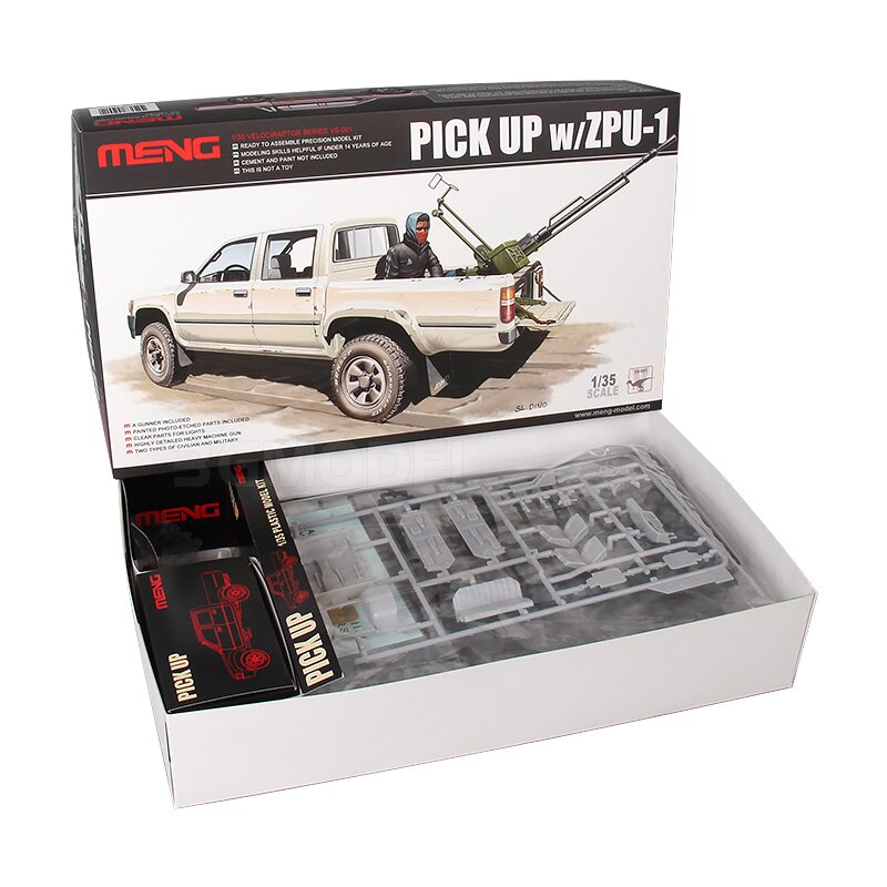 1:35 Schaal Assemblage Auto Model 4X4 Pick Up W/ZPU-1 Plastic Model Building Kit Meng ZPU-1