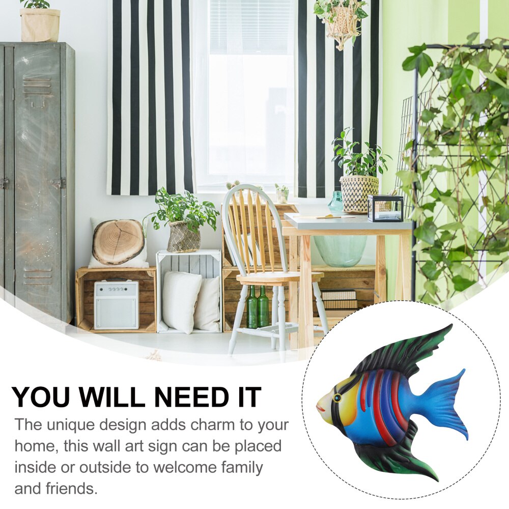 Fish Wall Ornament Wrought Iron Metal Wall Hanging Wall Art Decor Adornment