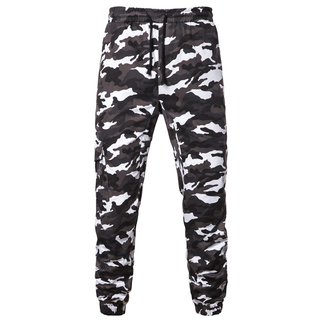 Mannen sweaterpants Camouflage Sport Broek Broek Losse Joggers Plus Size Fitness Trainingspak Mannelijke workout Training sportkleding: XXXL / WHITE