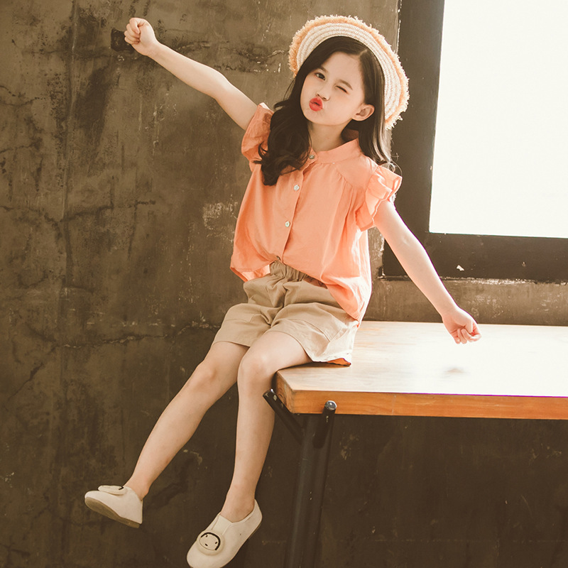 2022 pantaloncini per camicia a maniche corte per bambina Set da 2 pezzi abiti estivi per bambini pantaloni corti a gamba larga per bambini abiti in cotone per ragazze