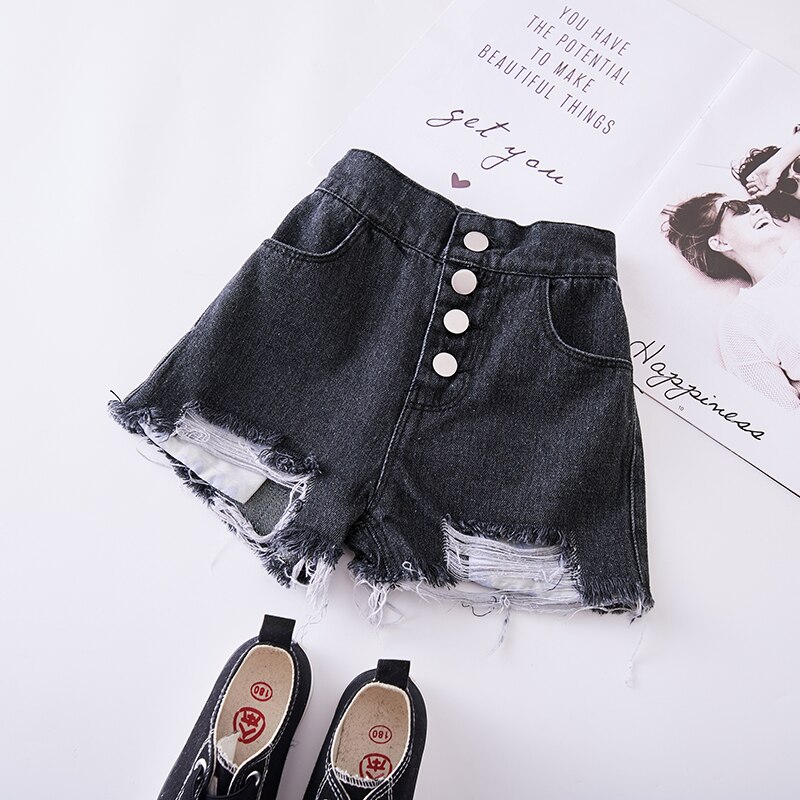 Children clothes 2020 kids Girls Denim Shorts summer new fashion casual button hole jeans shorts pants