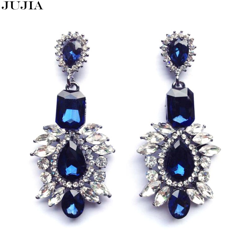 2022 Rhinestone Dangle Earrings High Green Blue Pendant Crystal Earrings Xmas Jewelry For Women