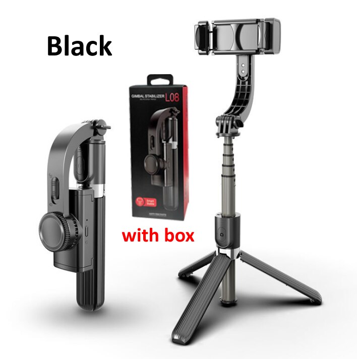 L08 Handheld Grip Stabilizer Statief 3 In 1 Selfie Stok Handvat Afstandsbediening Houder Selfie Stand Voor Iphone/Android/huawei Mini Statieven: Black with Box