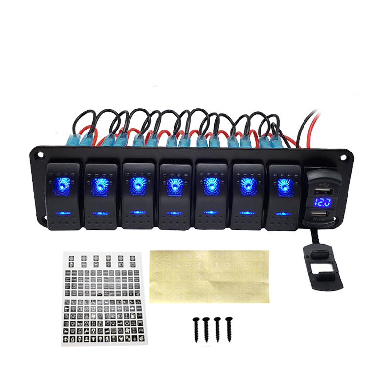 Tableau Commande 12V : Voltmètre + USB simple + Allume-cigare