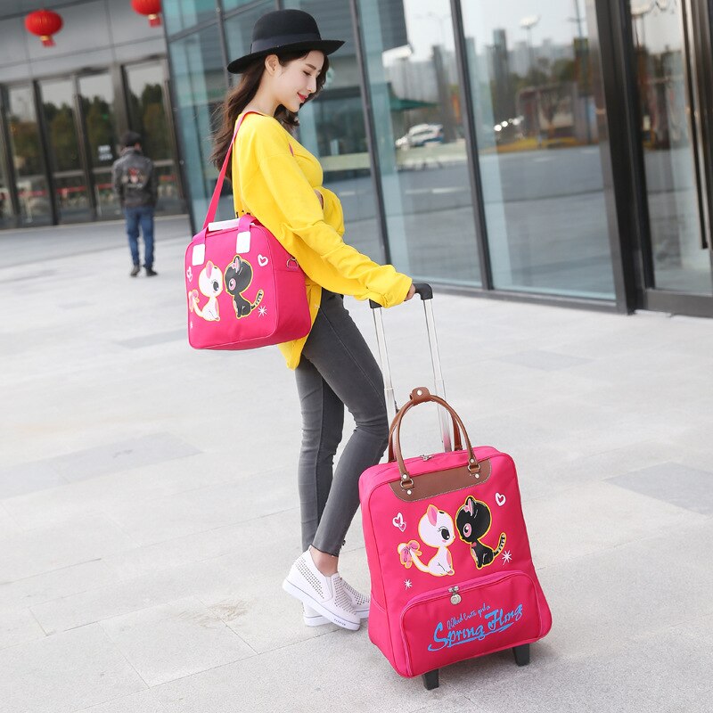 Women Trolley Luggage Rolling Suitcase Travel Hand Tie Rod Suit Casual Rolling Case Travel Bag Wheels Luggage Suitcase