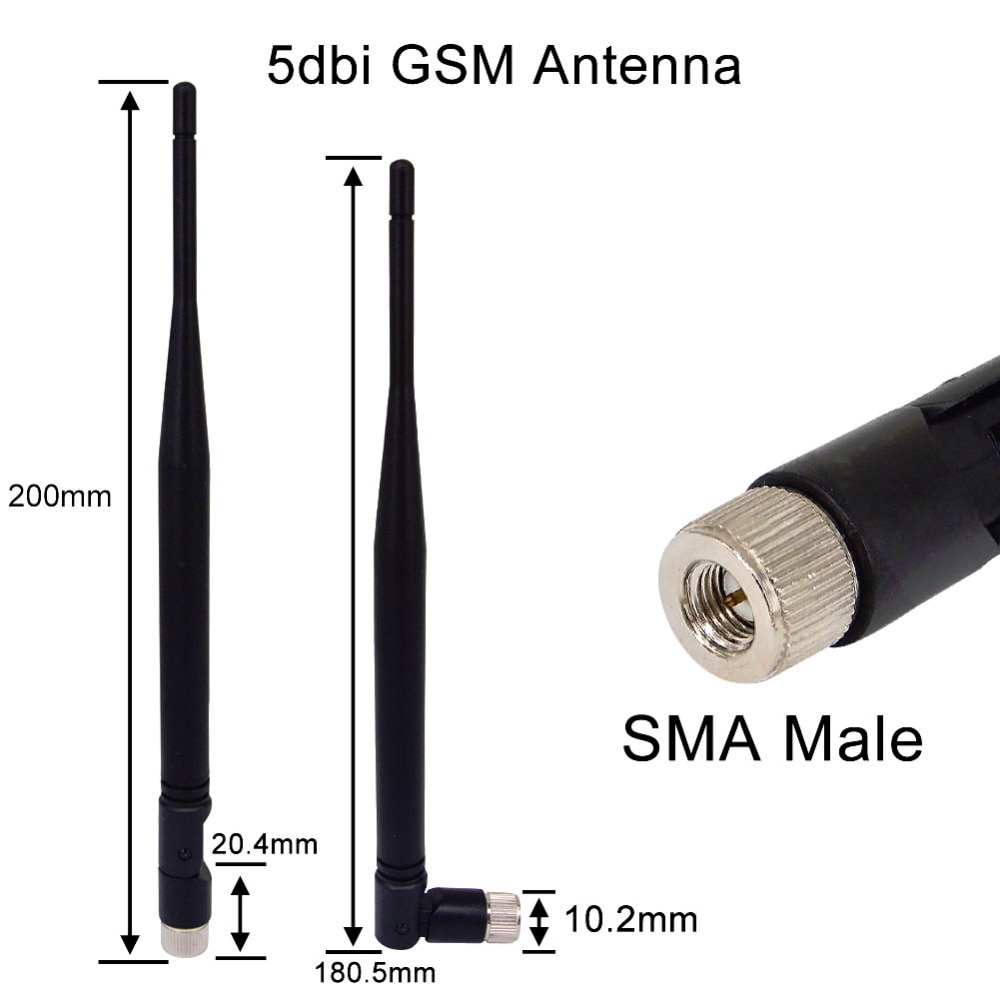 2Stck 5 dbi GSM antenne gsm 824-960Mhz 1710-1990Mhz SMA Verbinder Adapter STECKER