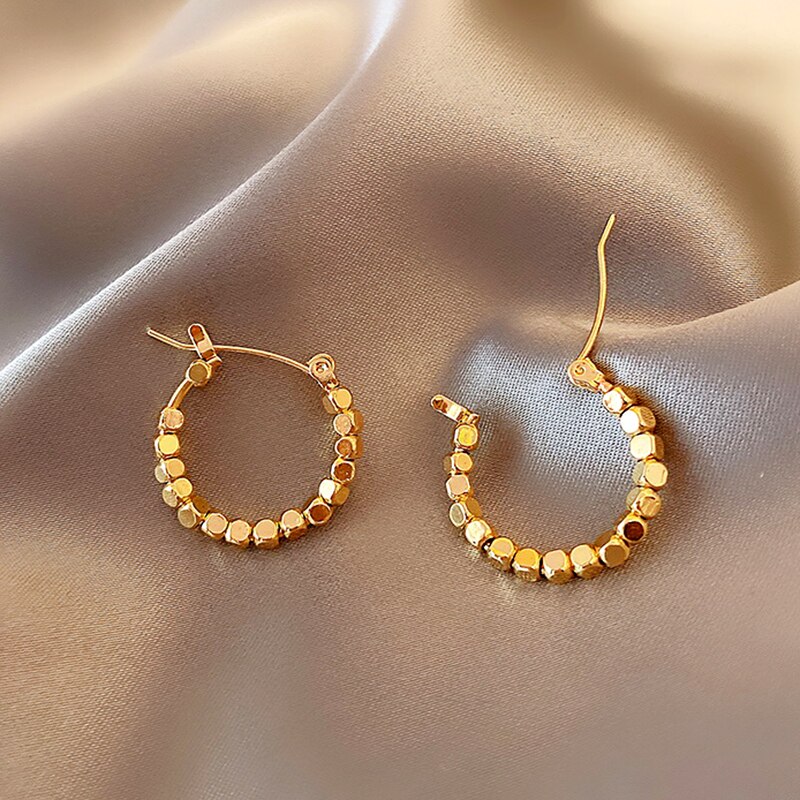 Na moda requintado 14k real ouro cubo hoop brincos para as mulheres de alta qualidade encantador temperamento jóias casamento presentes festa