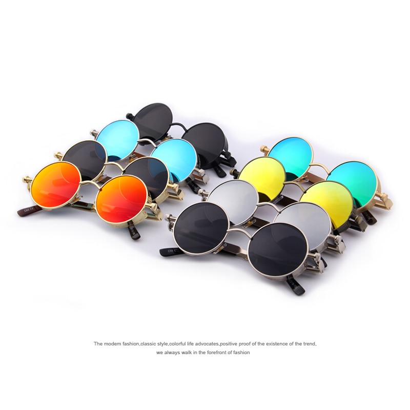 Merrys vintage dam steampunk solglasögon märke runda solglasögon oculos de sol  uv400