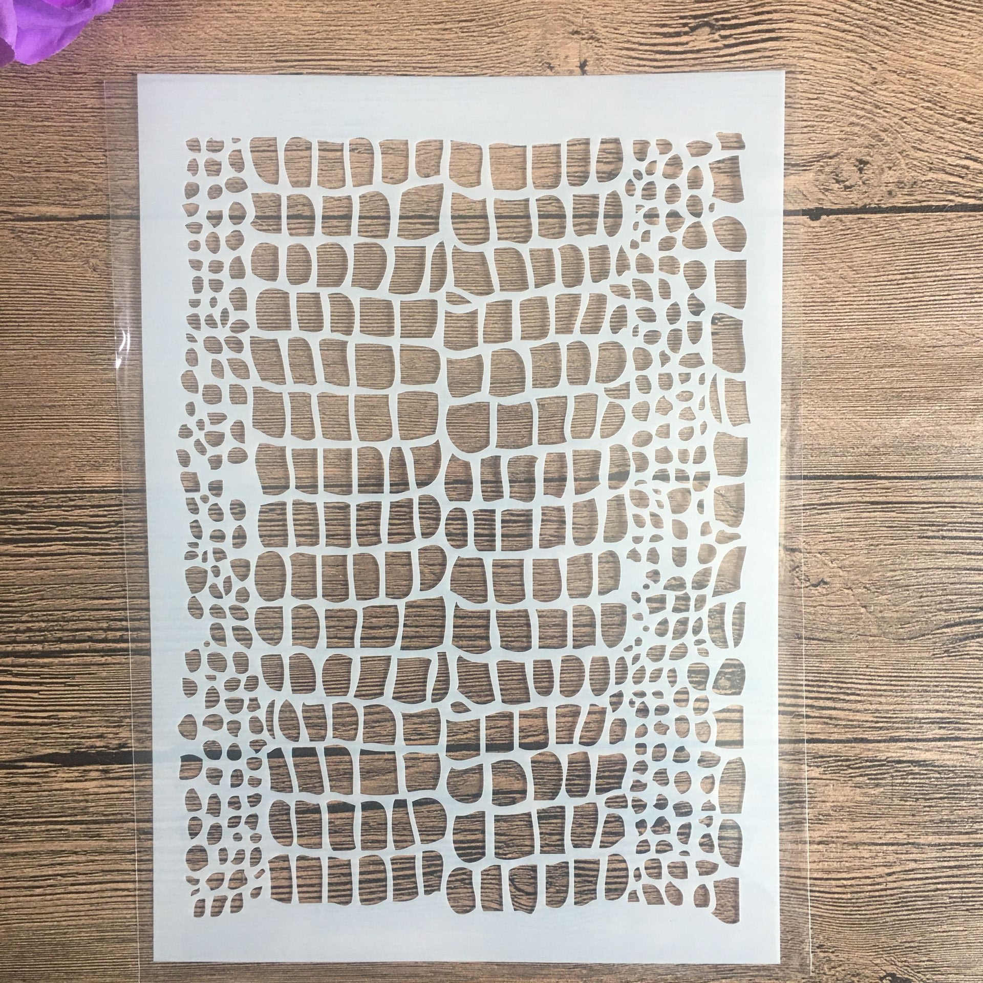 Stencil di design formato A4 per pittura murale Scrapbooking Timbro Album Decorativo Goffratura Carta artigianale Stencil quadrati in mattoni fai-da-te: Blu