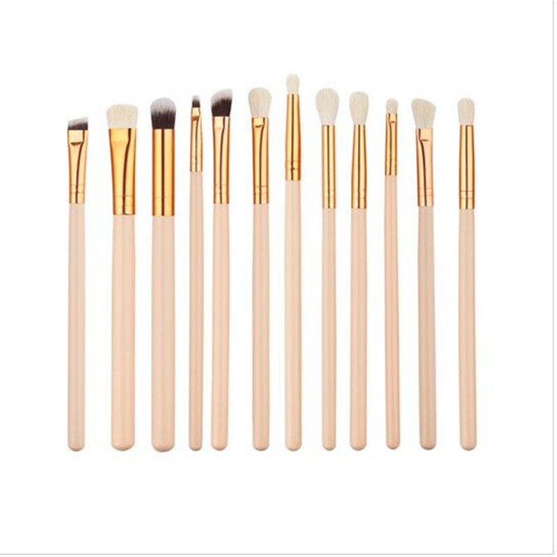 12 Stks Make Borstel Lip Wenkbrauwen Sets Kits Gereedschap Concealer Professionele Kwasten Set Cosmetische Gereedschap Make up Kwasten Set: Beige