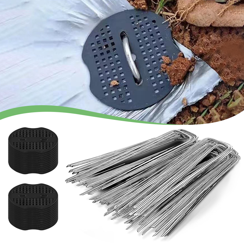 20/40 Uds estacas de jardín de acero inoxidable Metal plata clavos doblados herramientas de fijación de jardinería estacas de película enrejado clavos