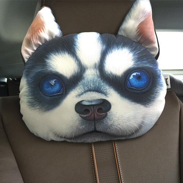 Cojines para reposacabezas de coche 3D, cojín cómodo para perros y gatos, almohada para la cabeza con carbón activado: Azul