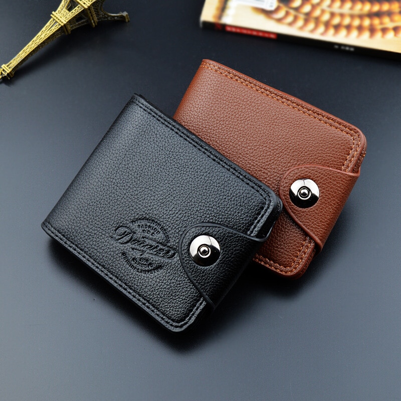 Men's Wallet European and American Magnetic Buckle Multifunctional Short Wallet Men Standard Wallets PU