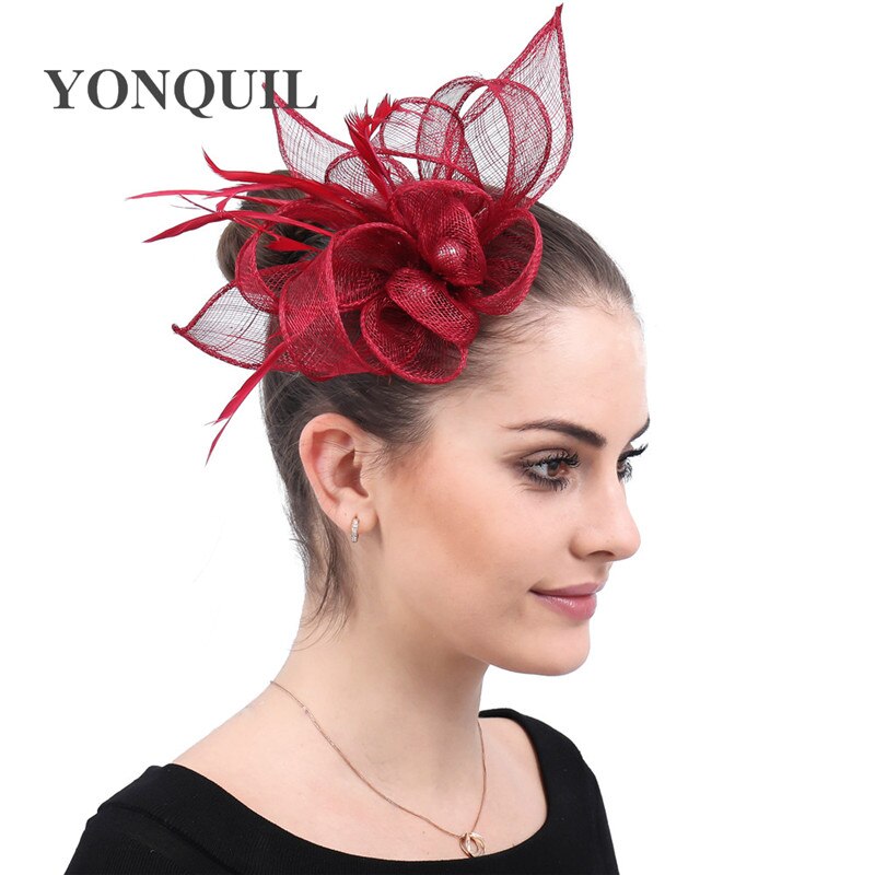 Chique veren hoofddeksels voor dames, dames fascinator, bruidshoofdtooi, chique veren haaraccessoires, kerkelijke linnen hoeden