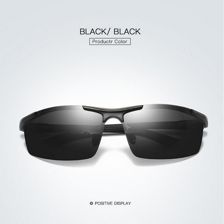 SHARK ZEIL Meekleurende Zonnebril Mannen Gepolariseerde Kameleon Glazen Mannelijke Kleur Veranderen Zonnebril HD Dag Nachtzicht Eyewear: 2.BLACK  BLACK