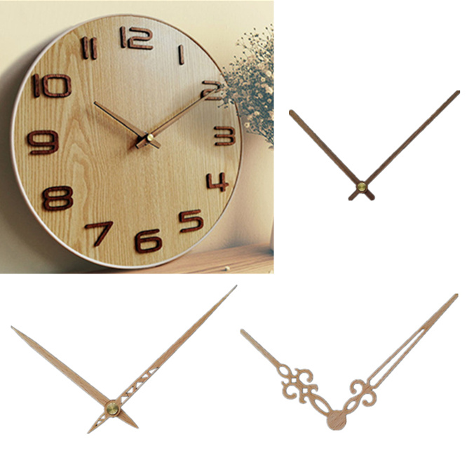 1 set Beech Wooden Clock hands DIY Wall Clock Watch Parts Repair Accessories Tools Metal Clock pointers Home Decor