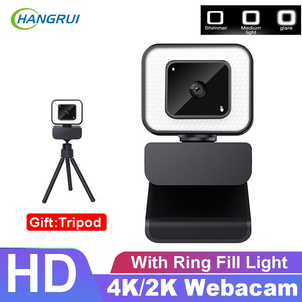 4k webcam anel de luz 2k completa hd capa autofoco web câmera anel luz de preenchimento usb computador computador portátil vídeo webcam com microfone