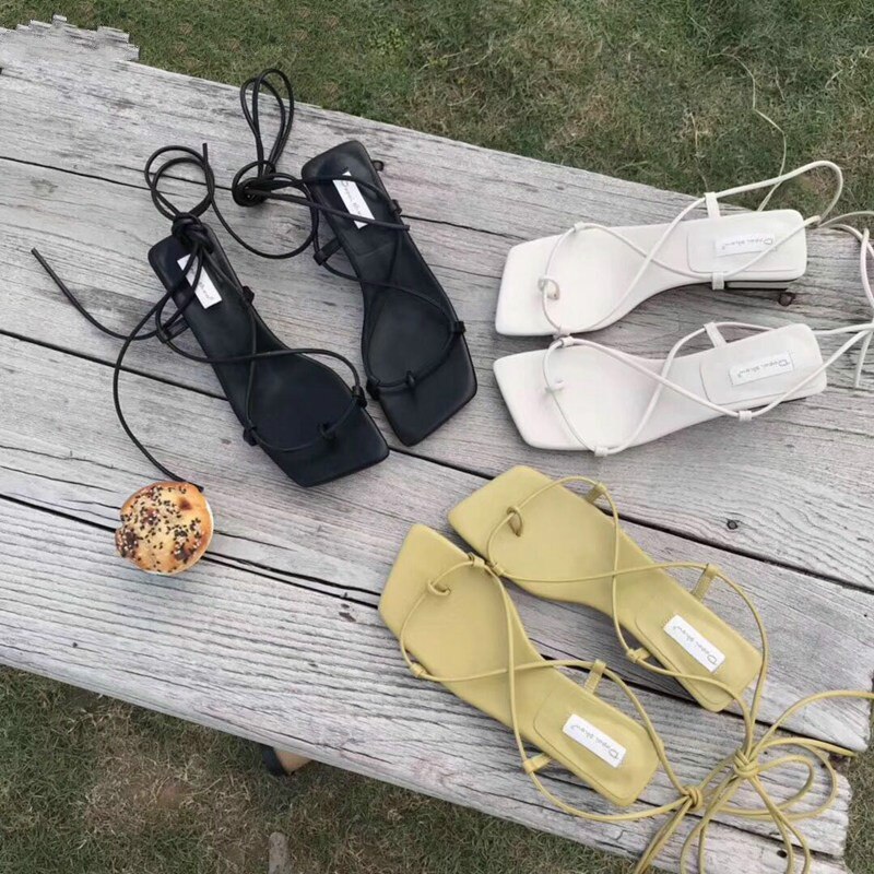 Women Sandals Low Heel Lace Up sandal Back Strap Summer Shoes Gladiator Casual Sandal Narrow Band