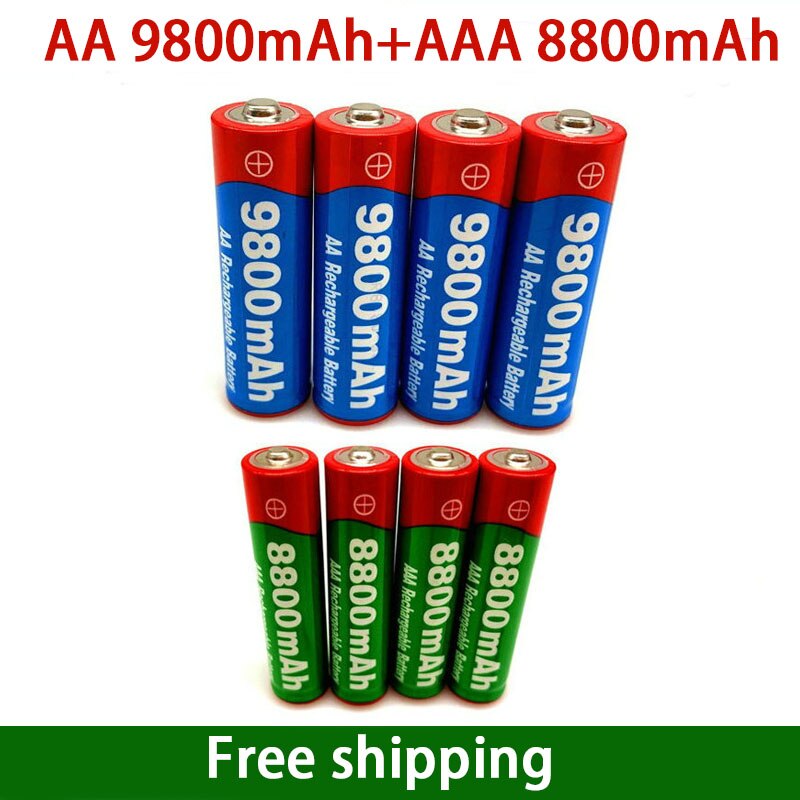 1.5v aa 9800 mah +1.5v aaa 8800 mah alkaline 1.5v genopladeligt batteri til urlegetøj kamera batteri