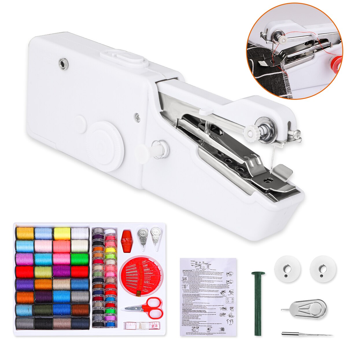 Draagbare Mini Hand Naaimachine Set Huishoudelijke Quick Stitch Naaien Handwerken Cordless Kleding Stoffen Elektronische Naaimachine: B188119