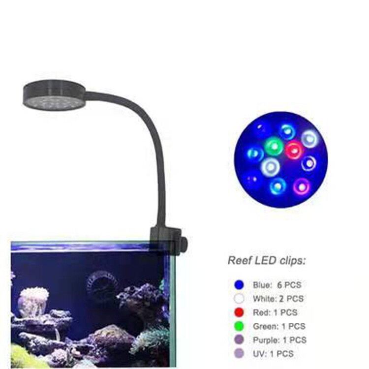 Q2-B Aquarium Led Licht 9/12/18W Zee Water Verlichting Saltwater Clip-On Lamp Marine Coral reef Fish Nano Tank Zonsopgang Zonsondergang