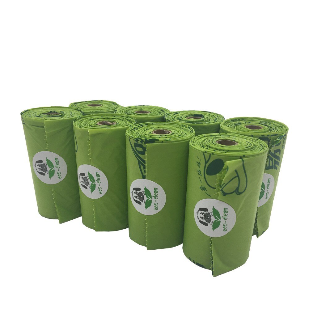 8/16 rollos bolsa de caca de mascota Degradable bolsa de basura portátil amigable con la tierra bolsas de residuos de perro suministros para caminar dispensador de recogida redondeado