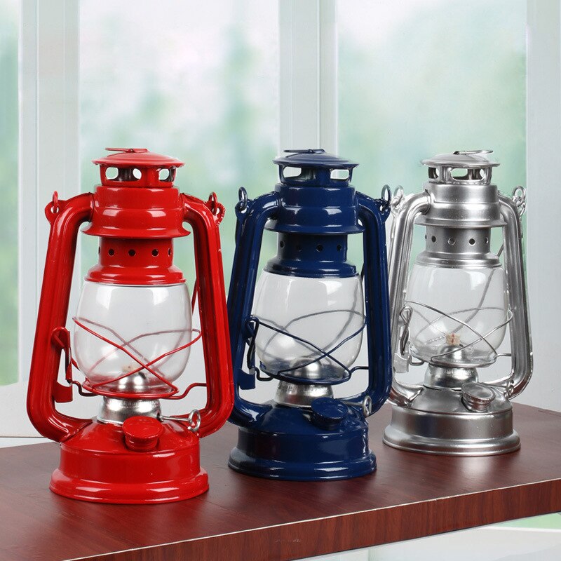 25cm retro klassisk parafin lampe 6 farger 235 led dimbare parafin lanterner veke bærbare lys bærbare lys utsmykning