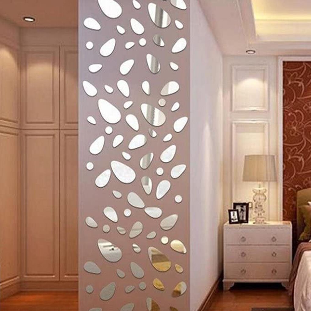1set Self-Adhesive 3D Mirror Wall Sticker Removable Water Drops Living Room Bathroom Decal Art Wallpaper Home Decoration Sticker