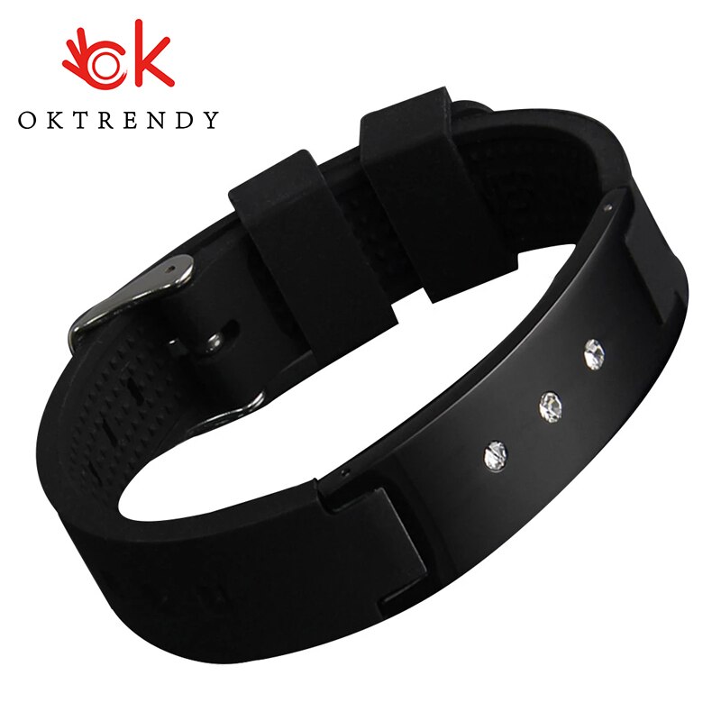 Magnetische Therapie Armband Heren Zwarte Rvs Siliconen Armband Pulsera Mannelijke Magnetische Gezondheid Sieraden Verstelbare Lengte