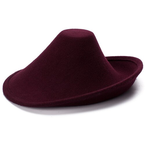 Sombreros de fieltro de lana para mujer, sombrero para la cabeza con Base de cono para el cuerpo, , boda, suministro A264, 100%: Wine