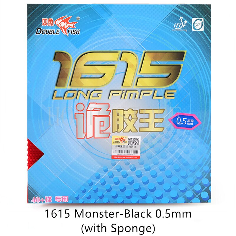 Double Fish – éponge de Ping-Pong professionnelle en caoutchouc, 1615 boutons longs, Double Fish: Mster Black 0.5mm