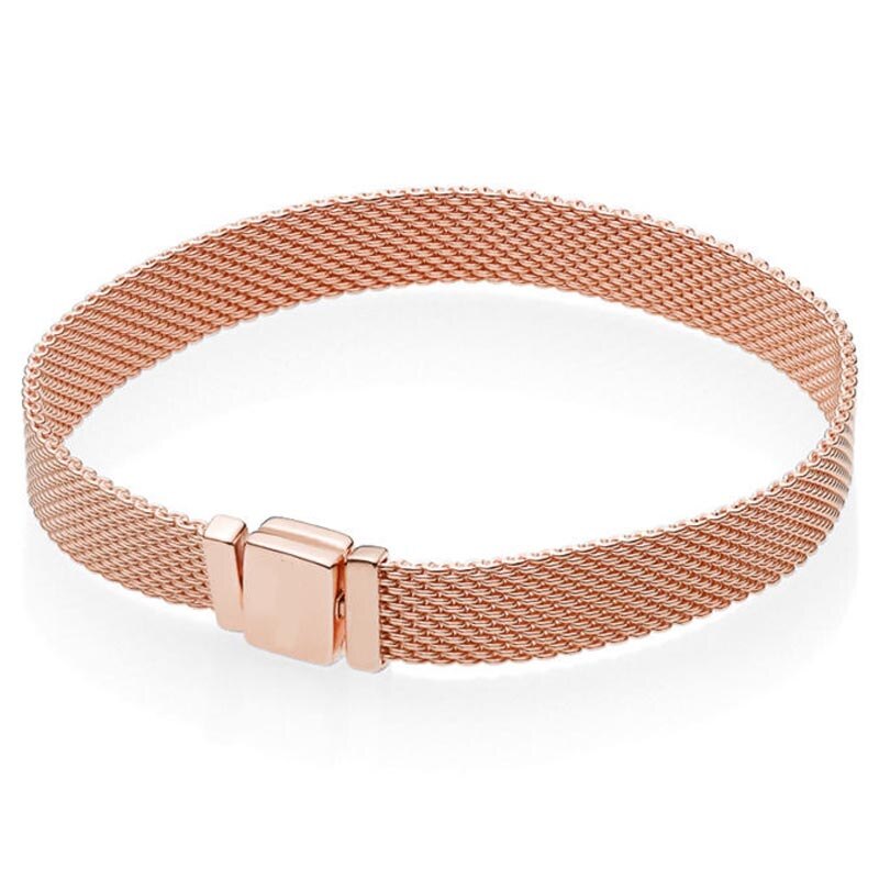 Originale In Oro Rosa e Argento Tessuto di Maglia D'argento Reflexions D'argento del Branello di Fascino Del Braccialetto Dei Braccialetti Fit 925 Sterling Belle Gioielli Fai Da Te