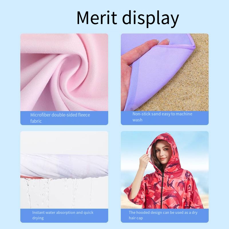 Roupão com capuz feminino com bolsos, cardigã de praia, toalha de natação, surfe e mergulho, roupão, manto de banho de microfibra, novo
