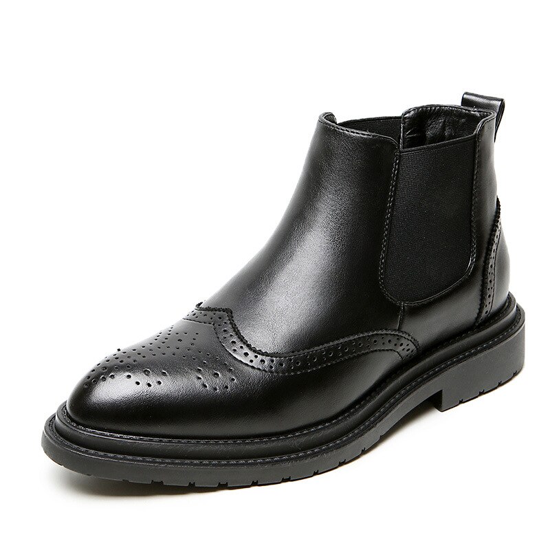 Bottes Chelsea noires en cuir pour hommes, grosses chaussures à plateforme pour moto, 2022: 42