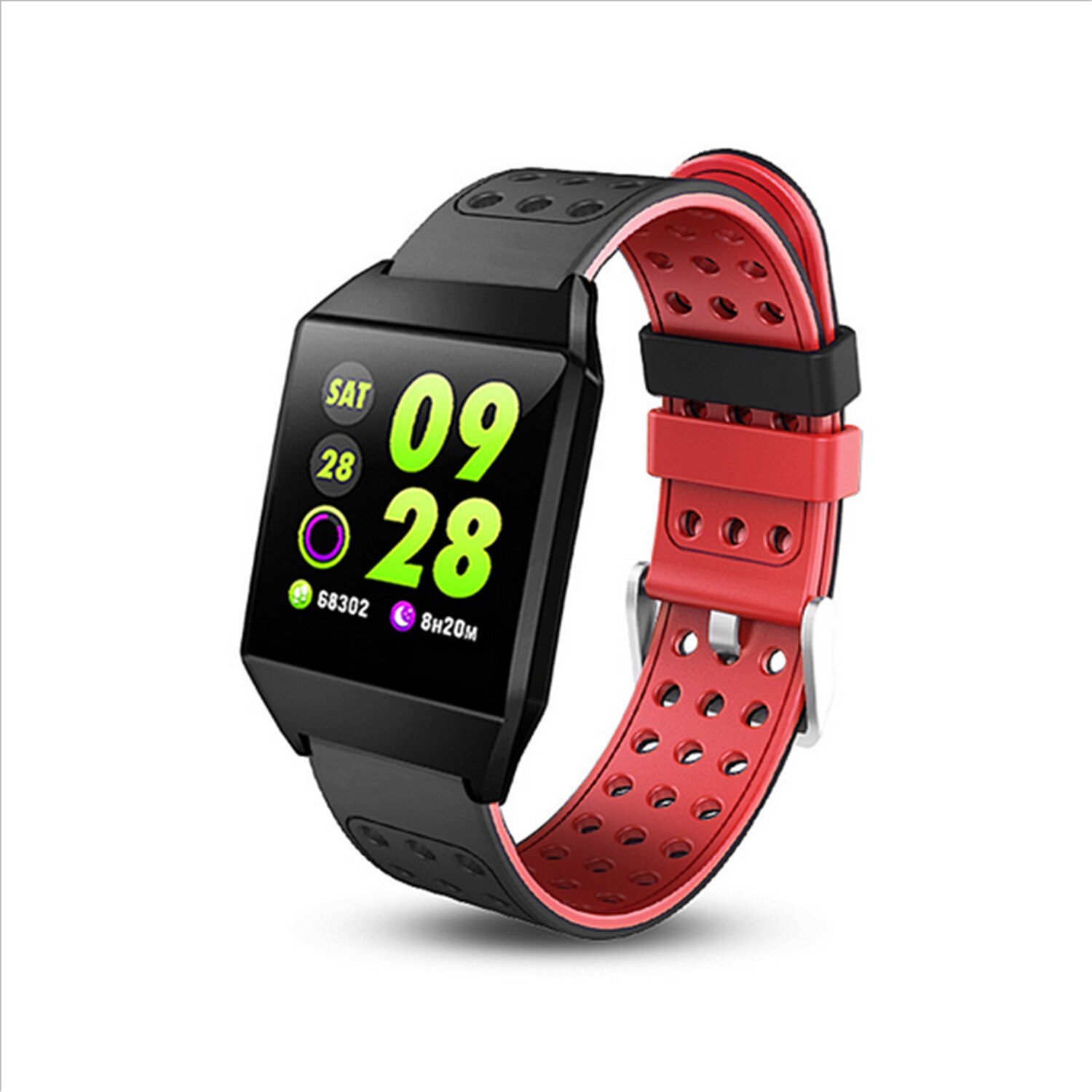 W1s smart watch 1.3 pouces mouvement étape imperméable message rappel Bracelet intelligent: Rouge