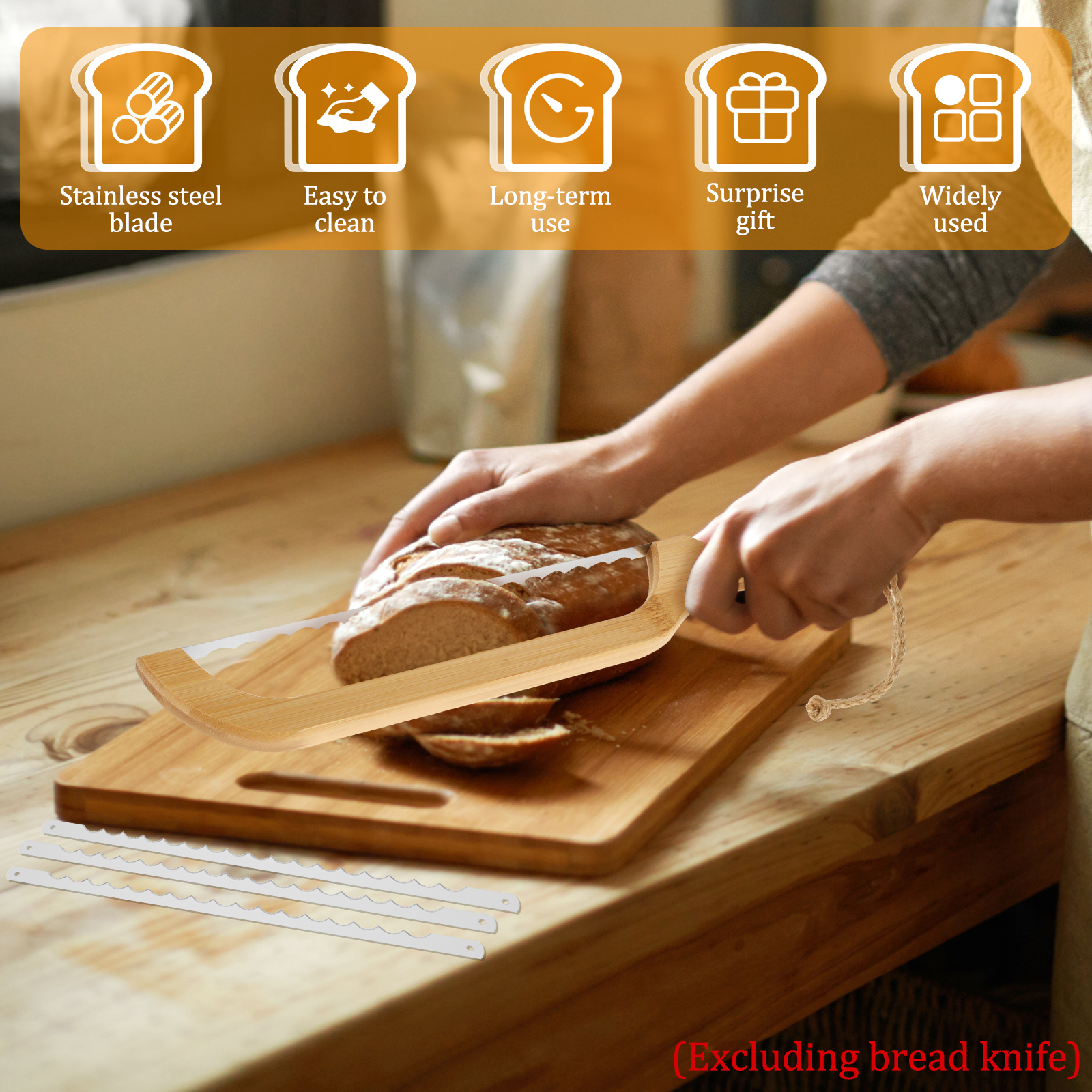 Cuchillas cortadoras de pan, hoja de repuesto de acero inoxidable, hoja de pan dentada, rebanador de pan a prueba de herrumbre, herramienta de corte de pan, 8 Uds.
